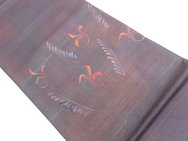 JAPANESE FUKURO OBI / EMBROIDERY / TSUMUGI / ABSTRACT FLOWER